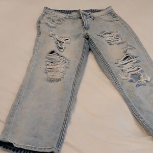 GOGO Light Blue Distressed Boot Cut Jeans